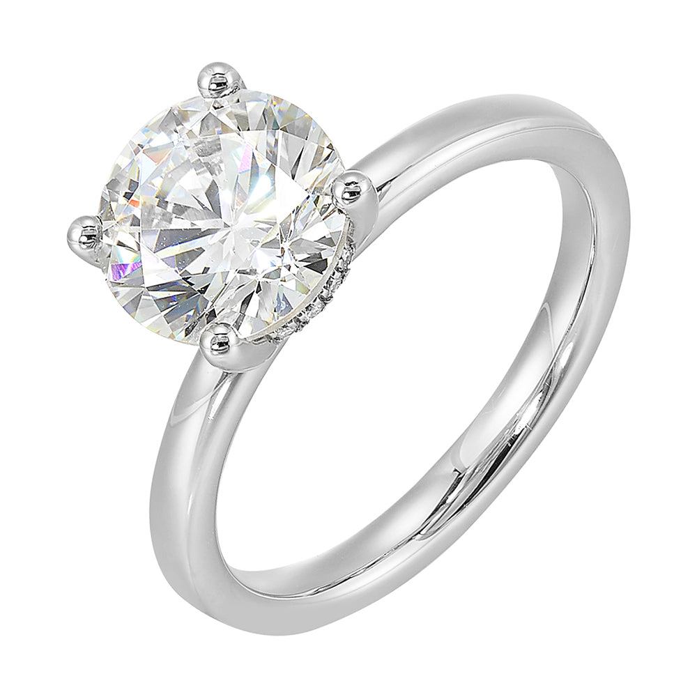 14Kt White Semi Mount 1/20Ctw For 2Ct Round Center