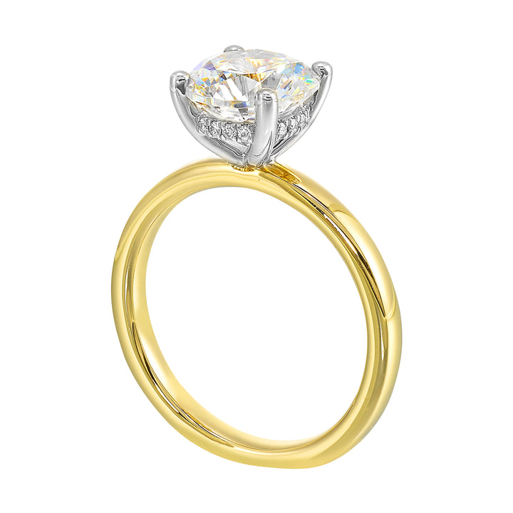 14Kt White Yellow Semi Mount 1/20Ctw For 2Ct Round Center