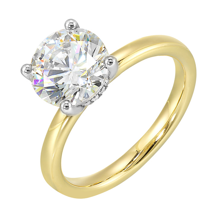 14Kt White Yellow Semi Mount 1/15Ctw For 3Ct Round Center