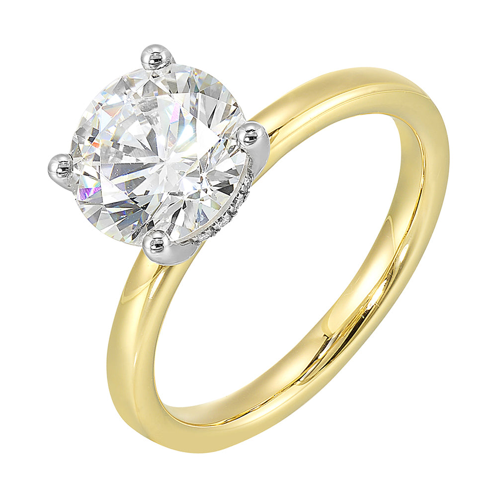 14Kt White Yellow Semi Mount 1/20Ctw For 2Ct Round Center