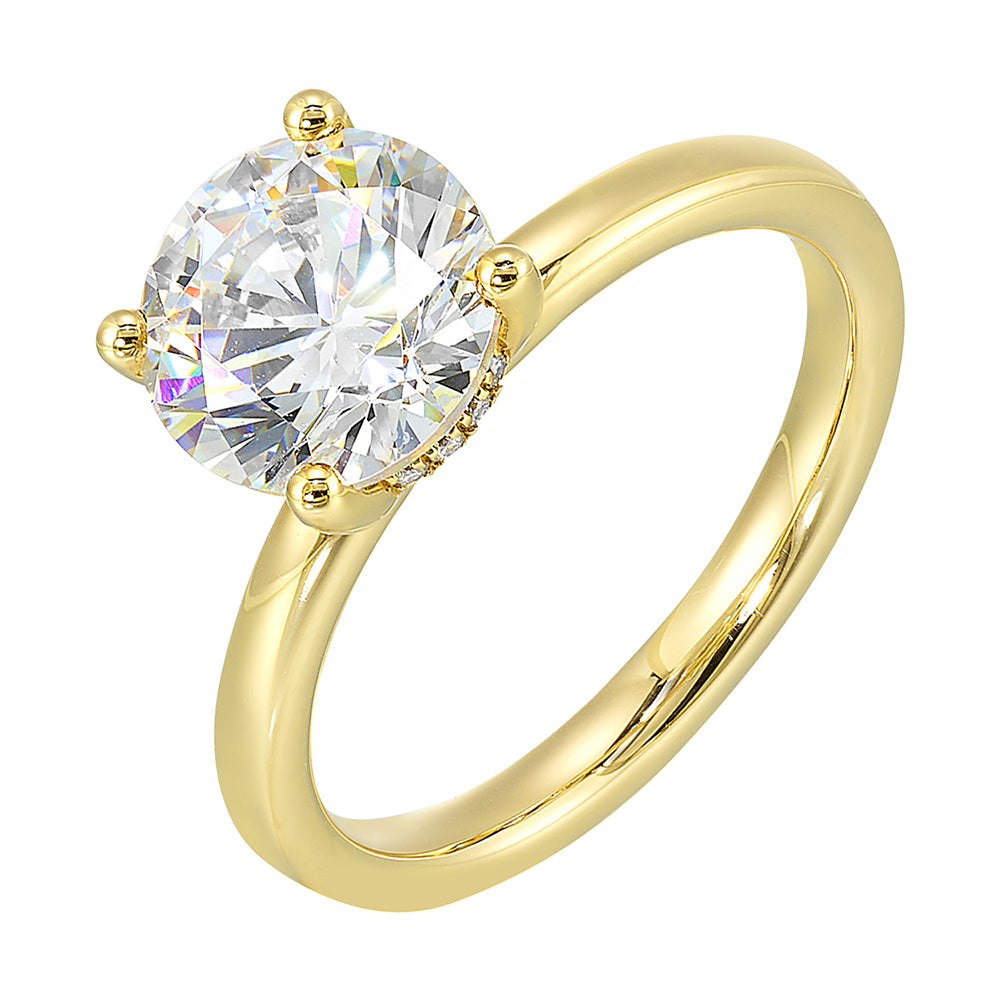14Kt Yellow Semi Mount 1/15Ctw For 3Ctw Round Center