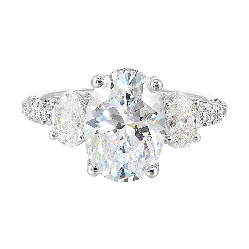 14Kt White Semi Mount 1Ctw For 3Ctw Oval Center
