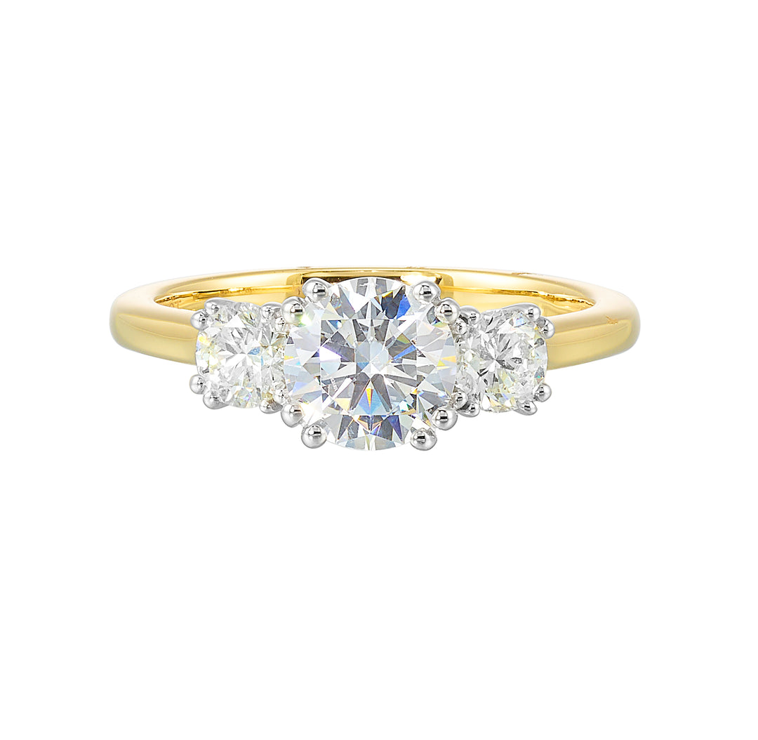 14Kt White Yellow Semi Mount 1/2Ctw For 1Ctw Round Center
