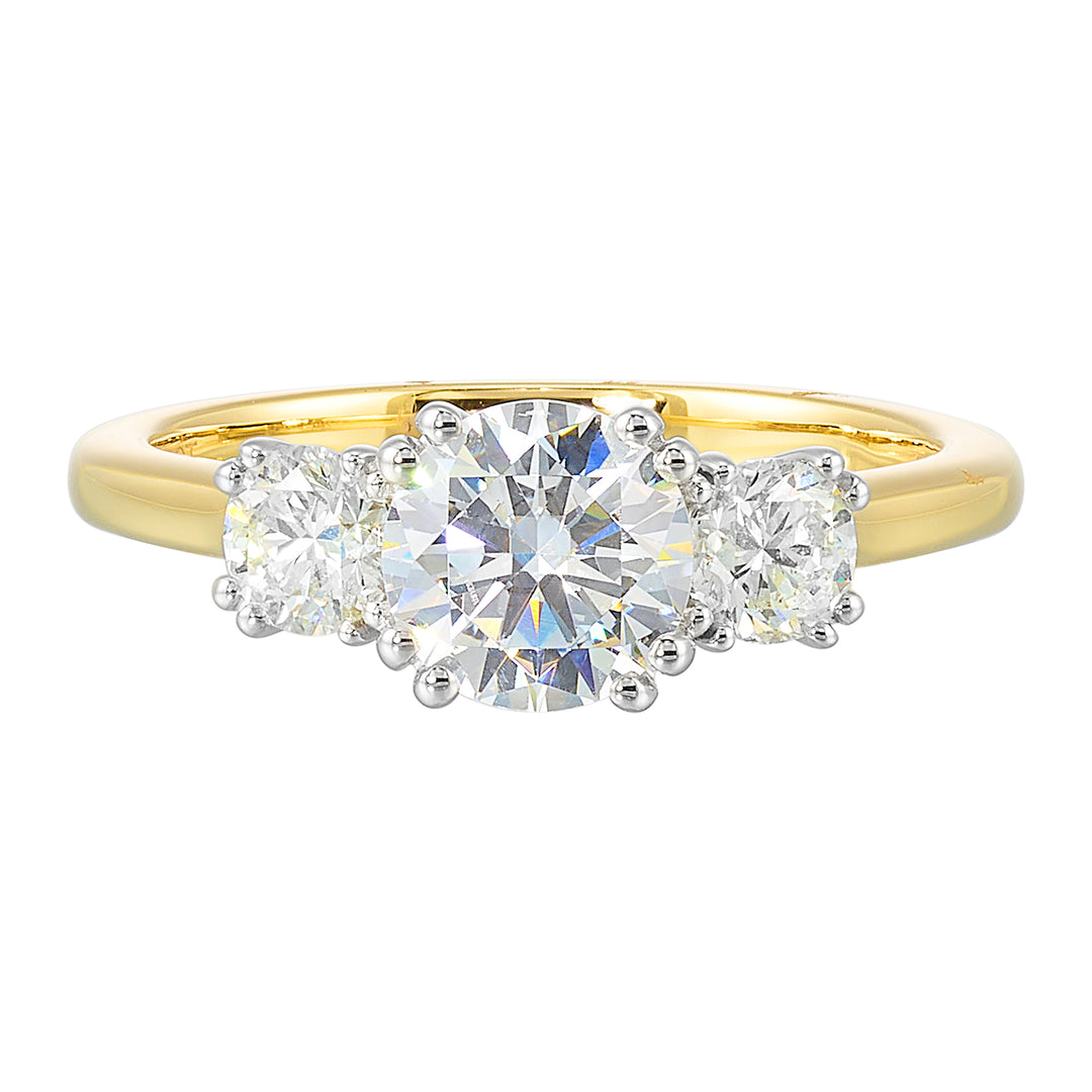 14Kt White Yellow Semi Mount 1/2Ctw For 1Ctw Round Center