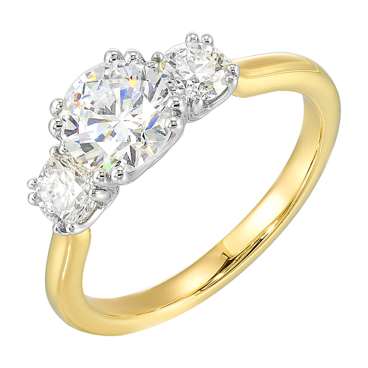 14Kt White Yellow Semi Mount 1/2Ctw For 1Ctw Round Center