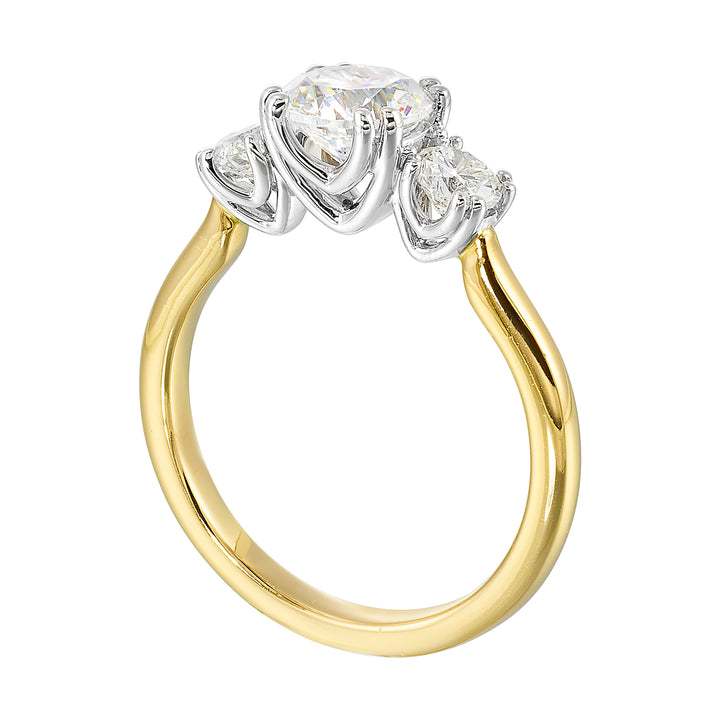 14Kt White Yellow Semi Mount 1/2Ctw For 1Ctw Round Center