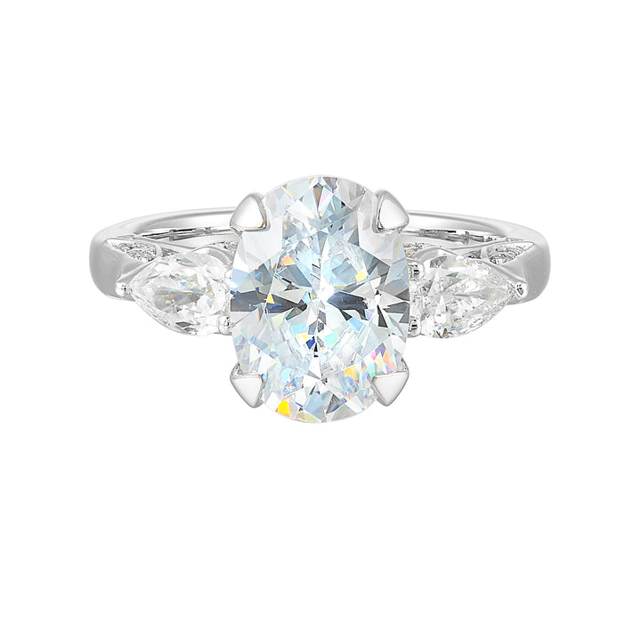 14Kt White Semi Mount 5/6Ctw For 3Ctw Oval Center