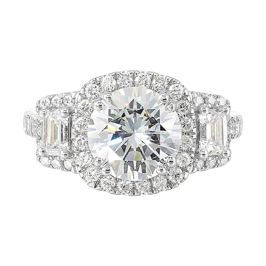 14Kt White Semi Mount 1 1/6Ctw For 2Ctw Round Center