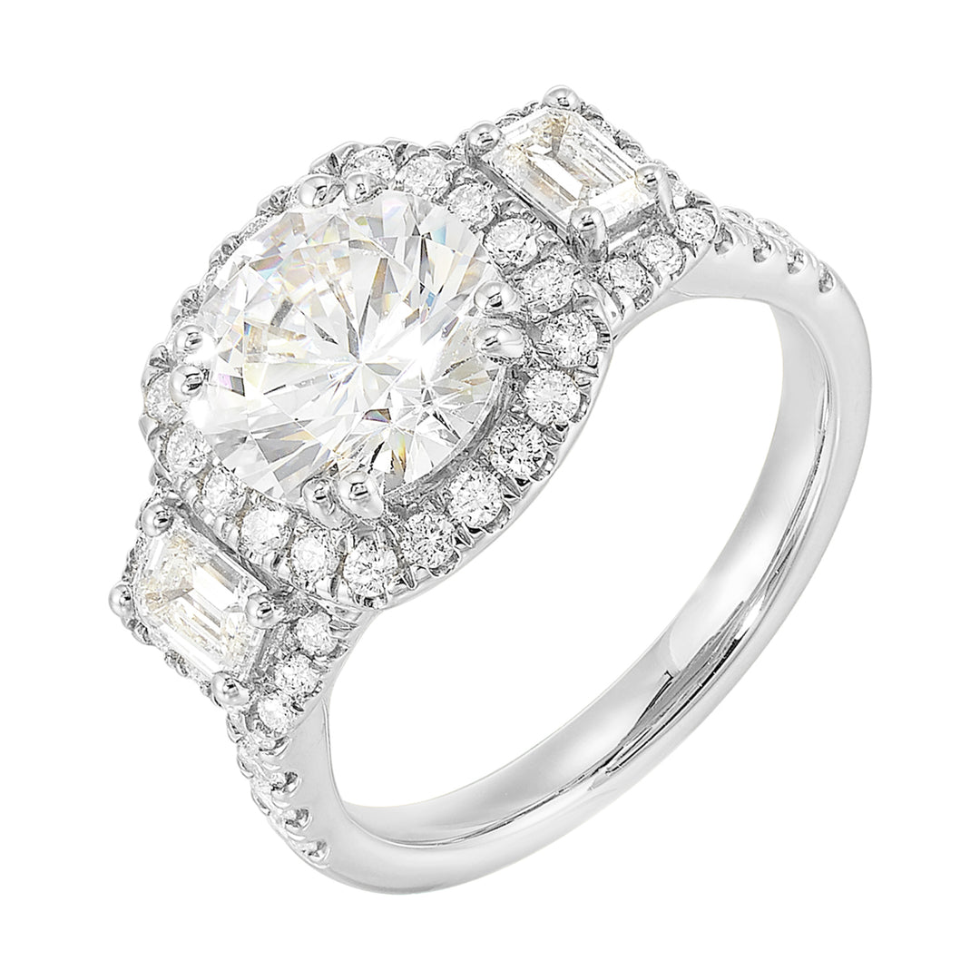 14Kt White Semi Mount 1 1/6Ctw For 2Ctw Round Center