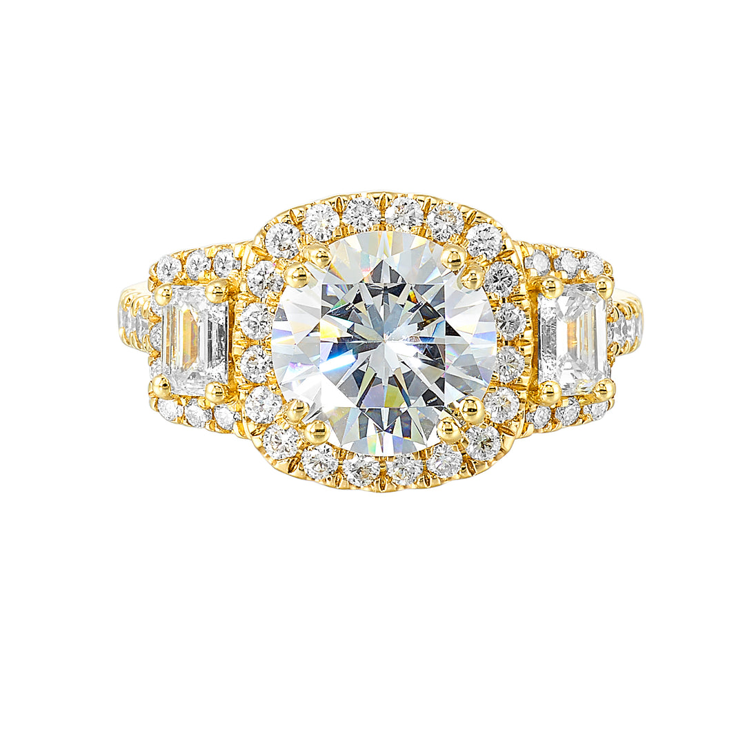 14Kt Yellow Semi Mount 1 1/6Ctw For 2Ctw Round Center