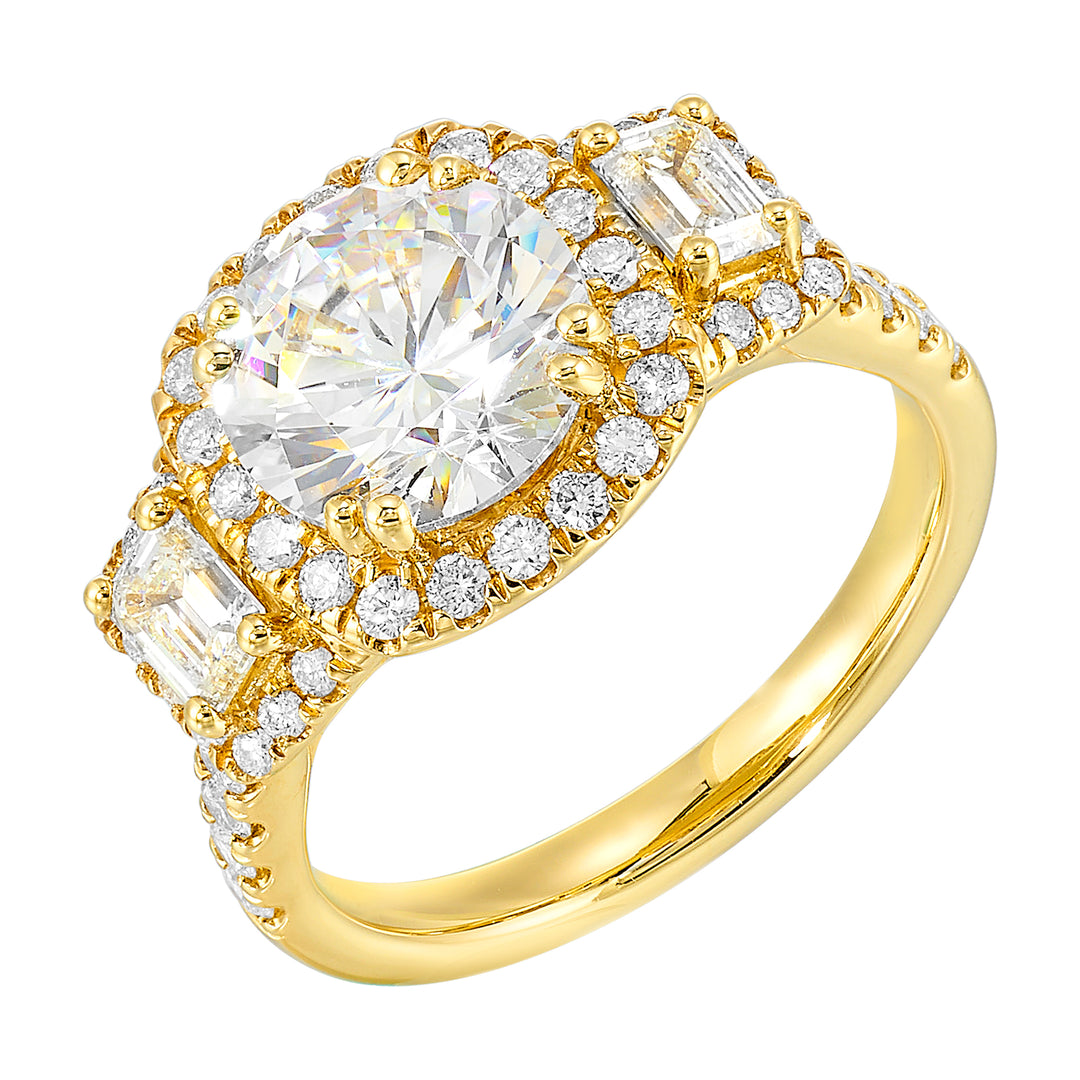 14Kt Yellow Semi Mount 1 1/6Ctw For 2Ctw Round Center