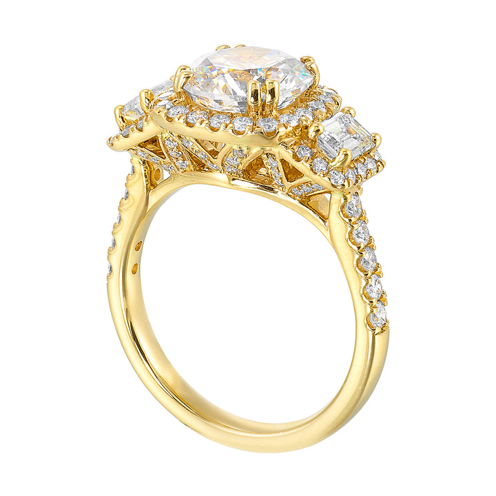14Kt Yellow Semi Mount 1 1/6Ctw For 2Ctw Round Center