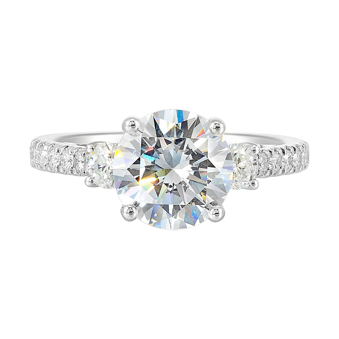 14Kt White Semi Mount 1/2Ctw For 1Ct Round Center