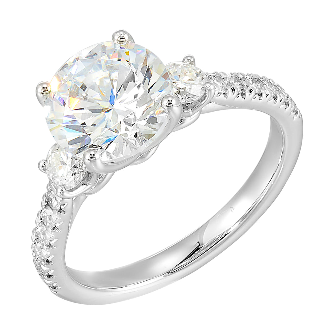 14Kt White Semi Mount 1/2Ctw For 2Ctw Round Center