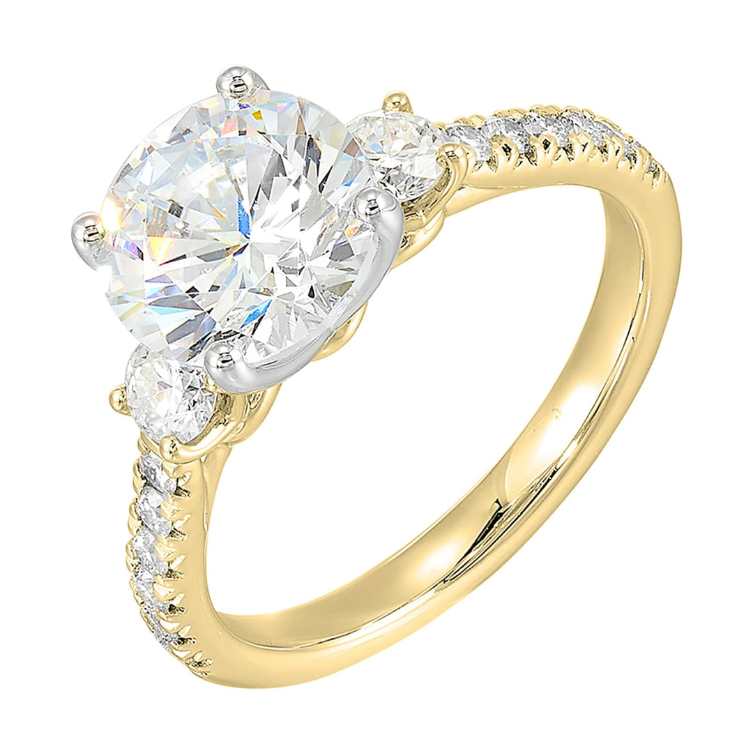 14Kt White Yellow Semi Mount 1/2Ctw For 2Ct Round Center