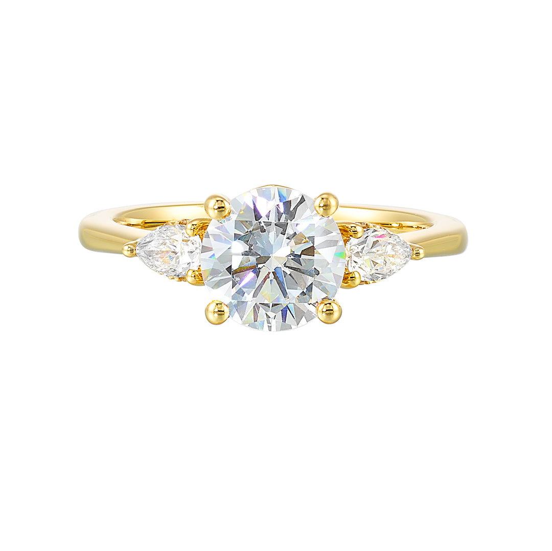 14Kt Yellow Semi Mount 3/8Ctw For 1 1/2Ctw Round Center