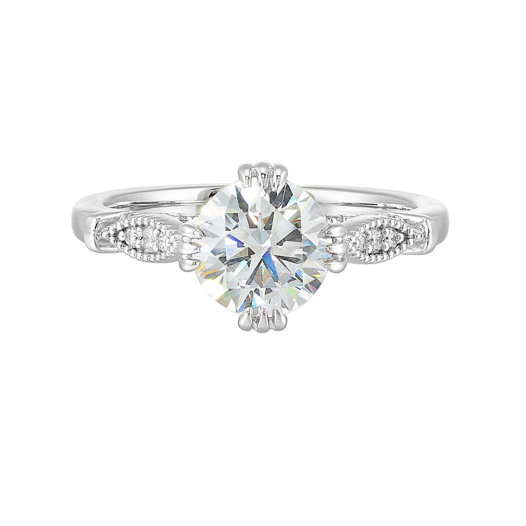 14Kt White Semi Mount 1/4Ctw For 1 1/2Ctw Round Center