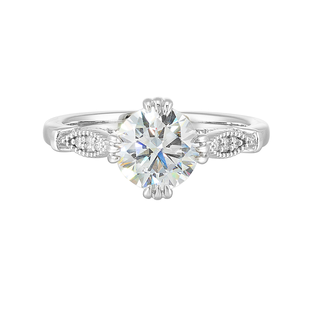 14Kt White Semi Mount 1/4Ctw For 1 1/2Ctw Round Center