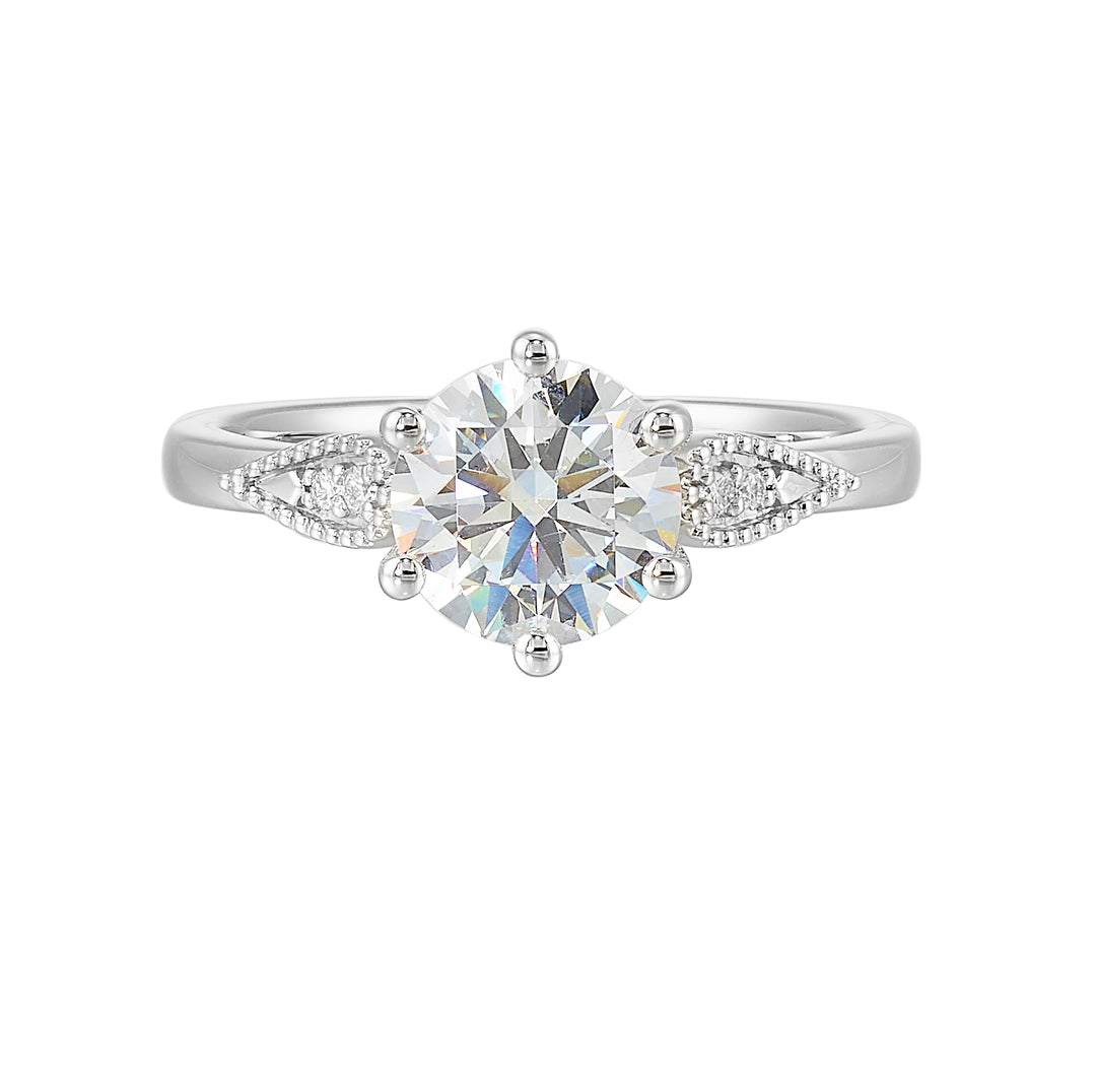 14Kt White Semi Mount 1/25Ctw For 1 1/2Ctw Round Center