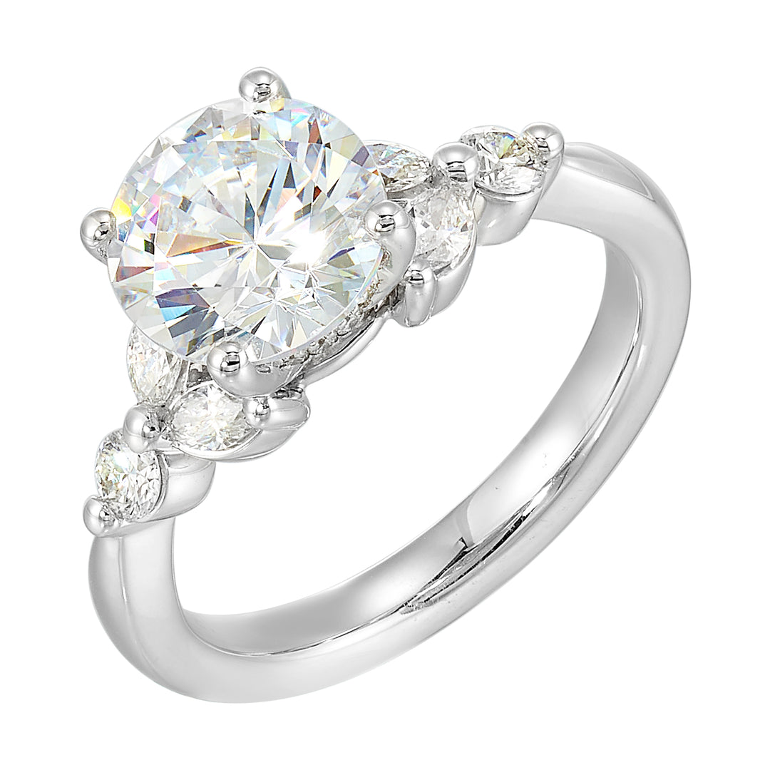 14Kt White Semi Mount 1/2Ctw For 2Ctw Round Center