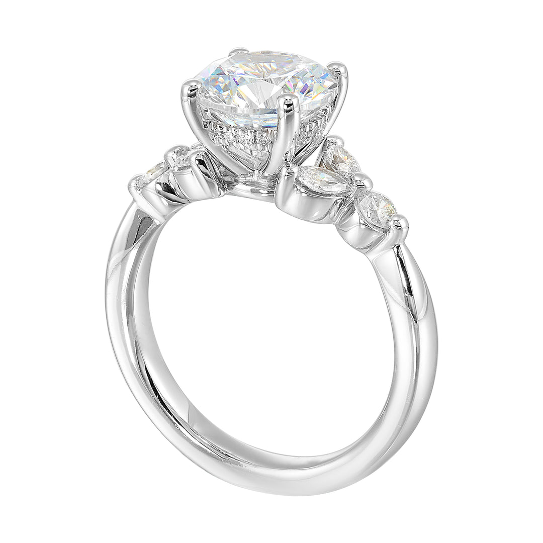 14Kt White Semi Mount 1/2Ctw For 2Ctw Round Center