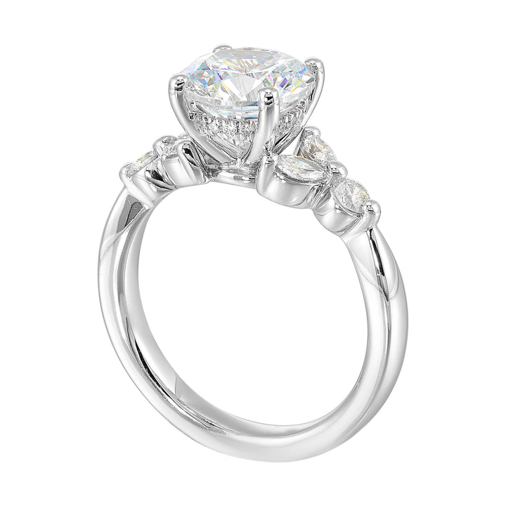 14Kt White Semi Mount 1/2Ctw For 2Ctw Round Center