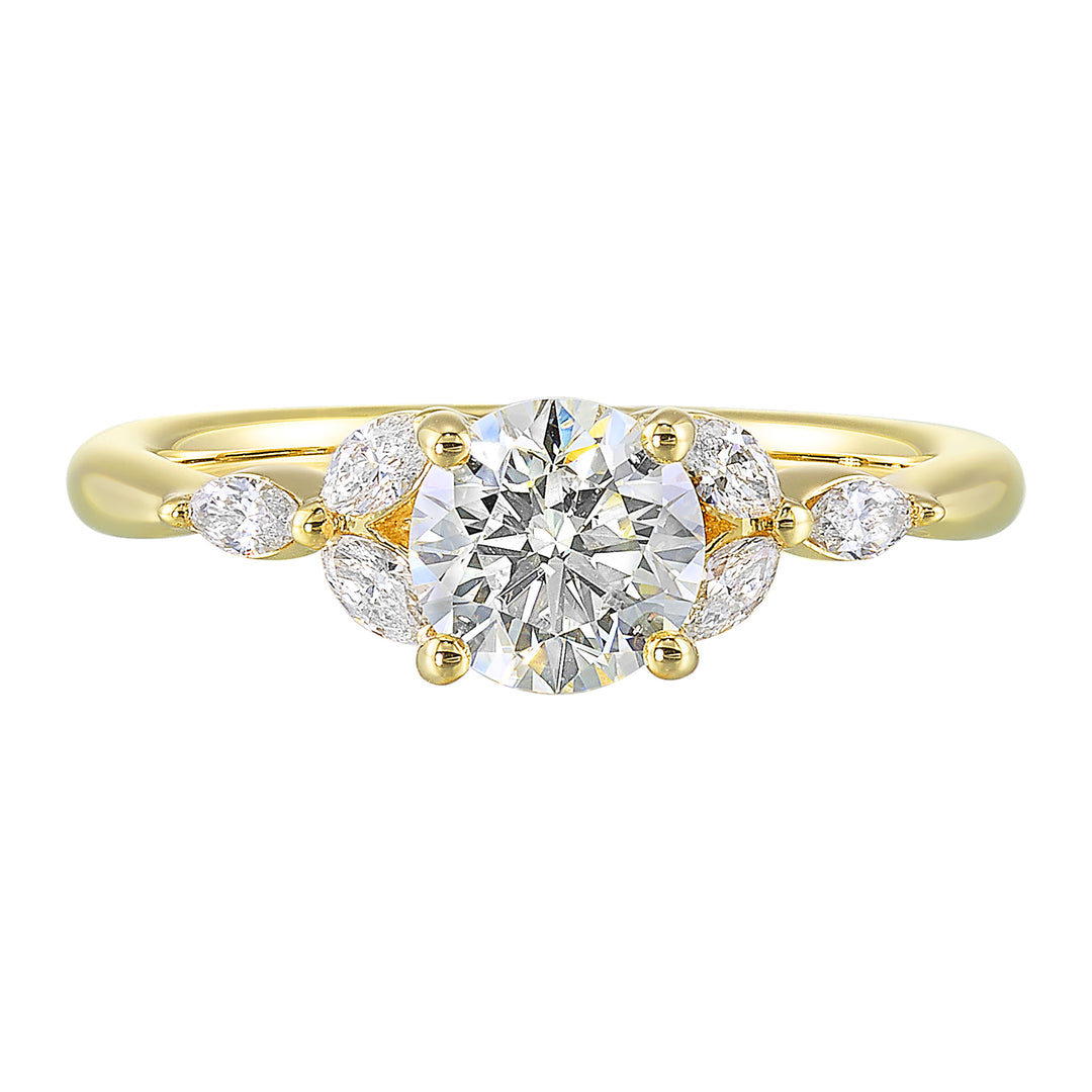 14Kt Yellow Semi Mount 1/5Ctw For 1Ctw Round Center