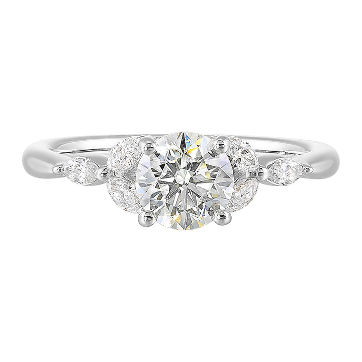 14Kt White Semi Mount 1/5Ctw For 1 1/2Ctw Round Center