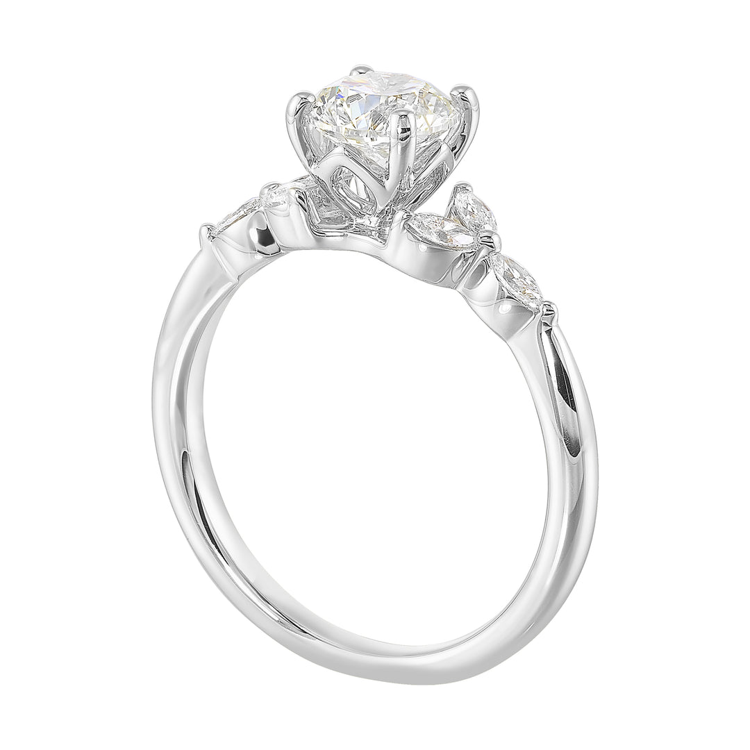 14Kt White Semi Mount 1/5Ctw For 1 1/2Ctw Round Center