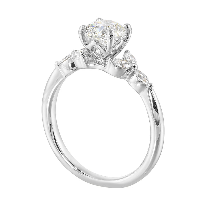 14Kt White Semi Mount 1/5Ctw For 1 1/2Ctw Round Center