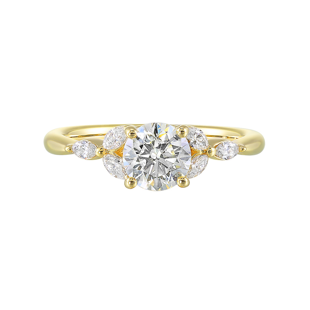 14Kt Yellow Semi Mount 1/5Ctw For 2Ct Round Center