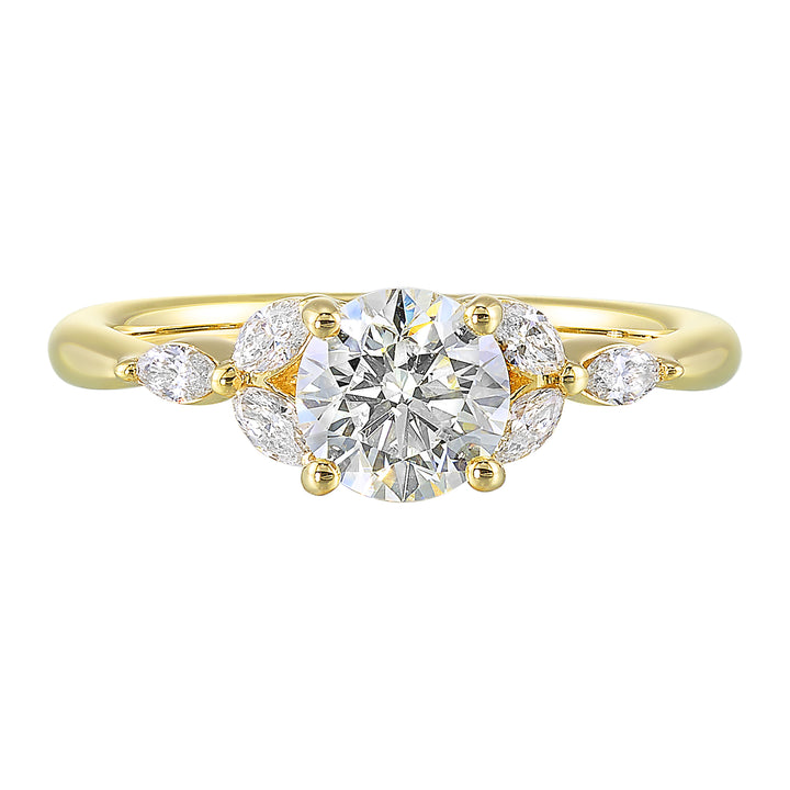 14Kt Yellow Semi Mount 1/5Ctw For 2Ct Round Center