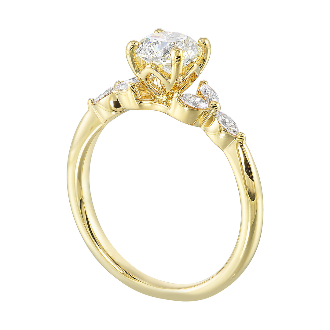 14Kt Yellow Semi Mount 1/5Ctw For 2Ct Round Center
