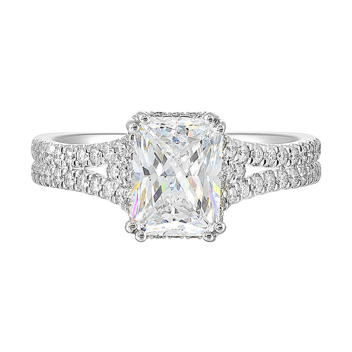 14Kt White Semi Mount 3/8Ctw For 2Ctw Radiant Center