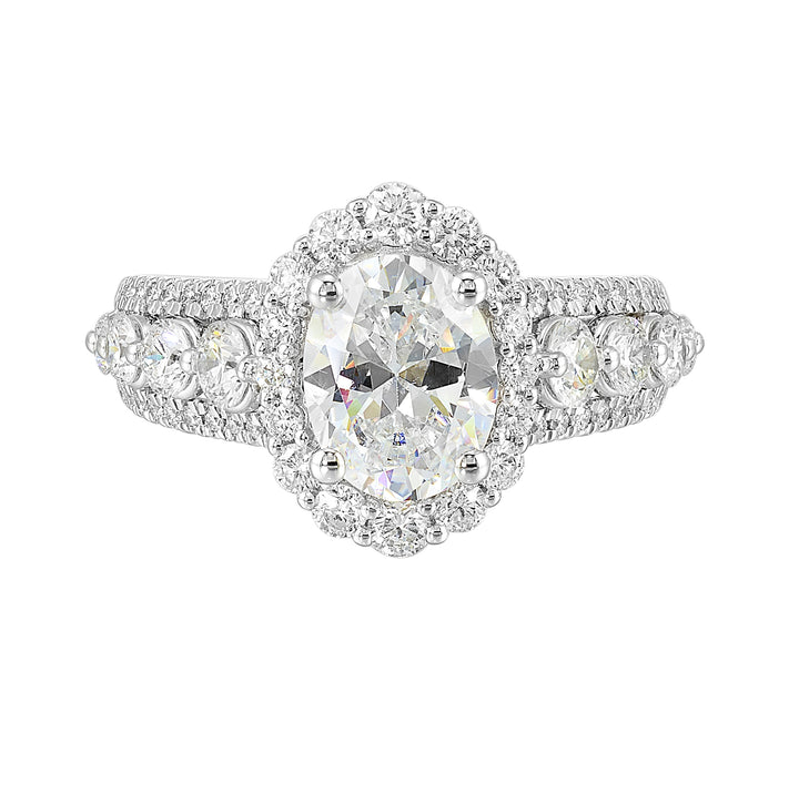 14Kt White Semi Mount 1 1/4Ctw For 2Ctw Oval Center
