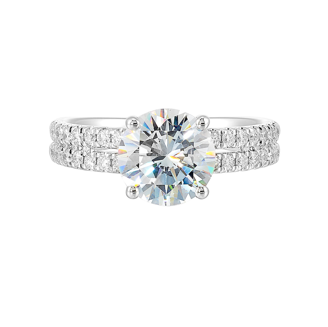 14Kt White Semi Mount 1/2Ctw For 2Ctw Round Center