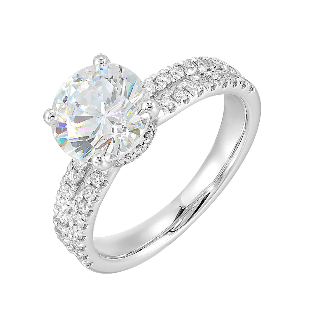 14Kt White Semi Mount 1/2Ctw For 2Ctw Round Center