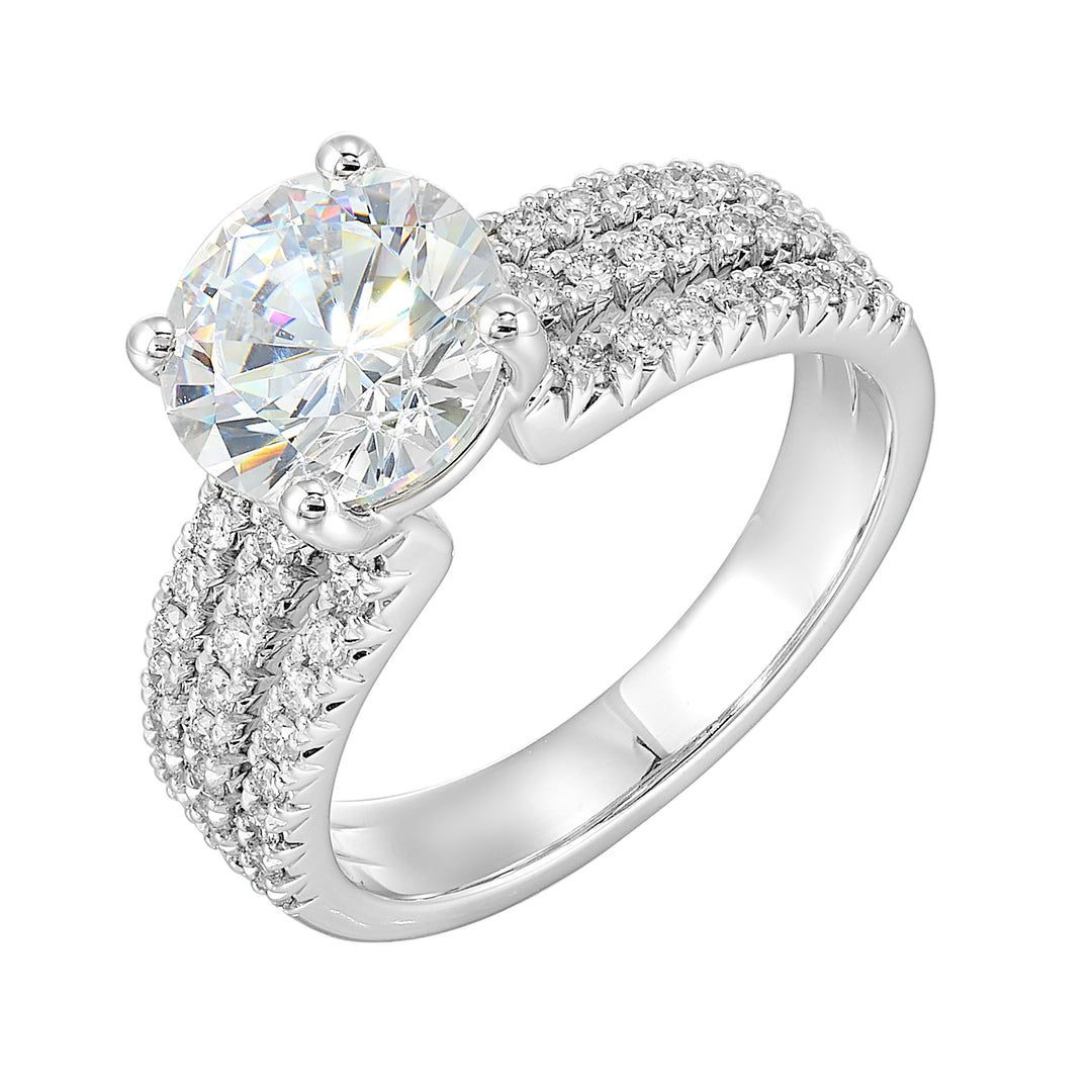 14Kt White Semi Mount 3/8Ctw For 2Ctw Round Center
