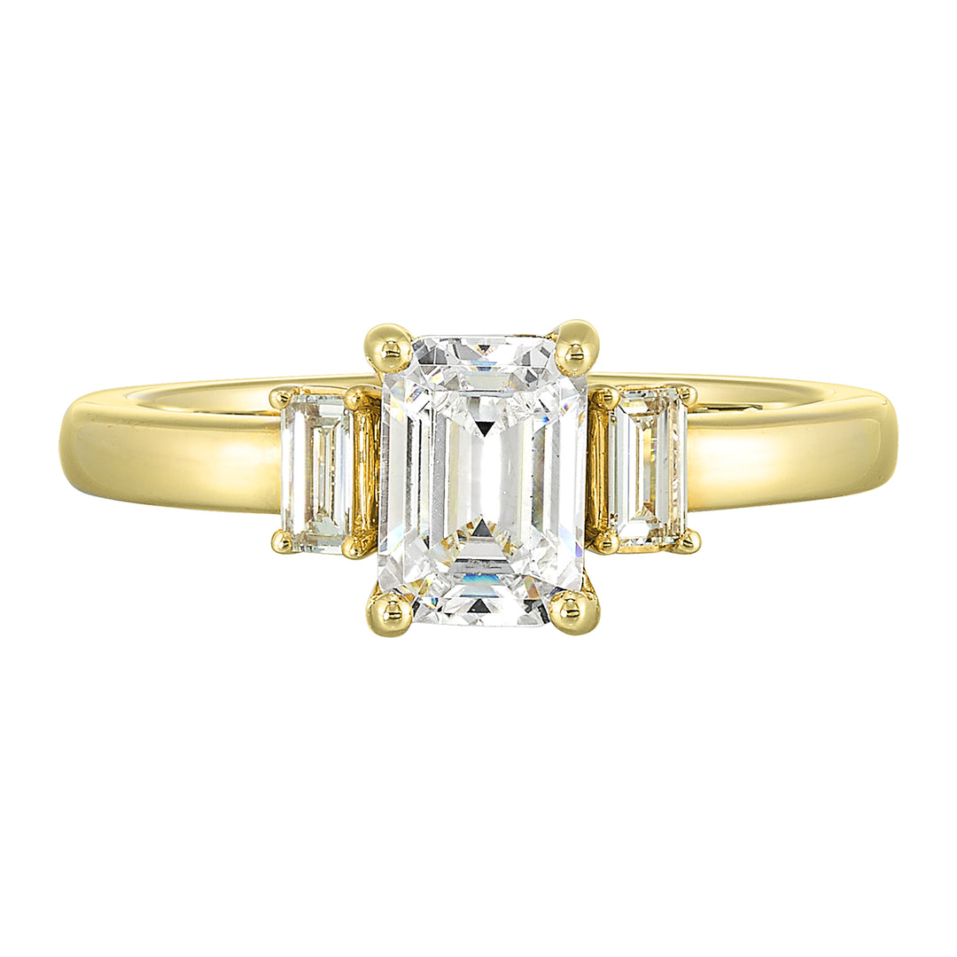 14Kt Yellow Semi Mount 1/5Ctw For 1 1/2Ctw Emerald Cut Center
