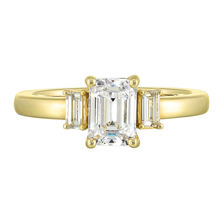 14Kt Yellow Semi Mount 1/5Ctw For 1 1/2Ctw Emerald Cut Center