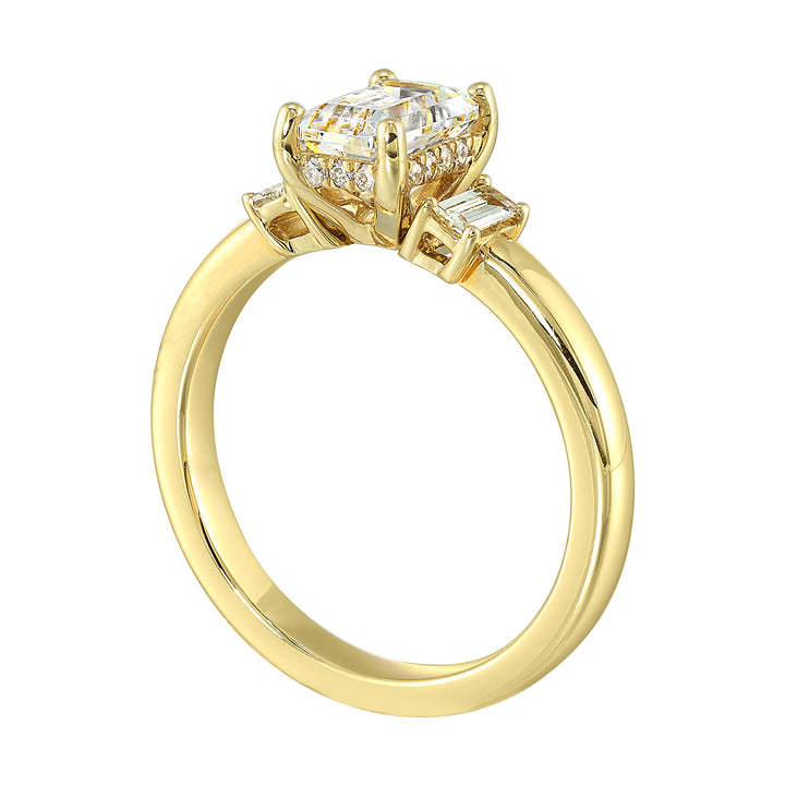 14Kt Yellow Semi Mount 1/5Ctw For 1 1/2Ctw Emerald Cut Center