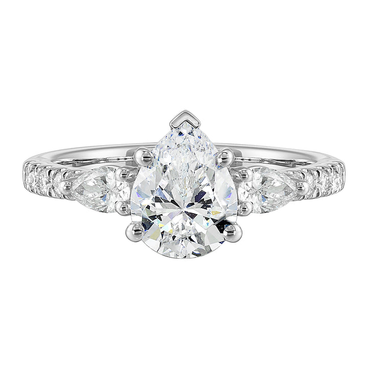 14Kt White Semi Mount 1/2Ctw For 2Ctw Pear Center