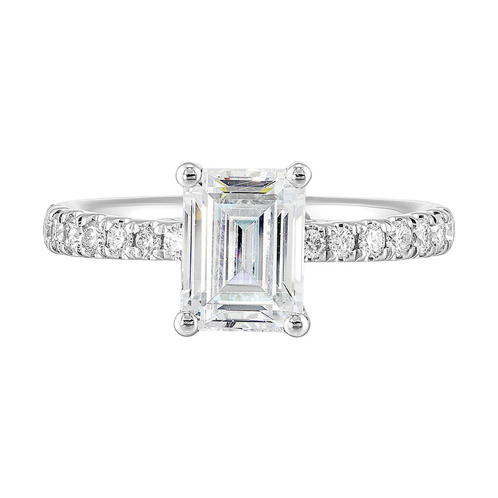 14Kt White Semi Mount 1/4Ctw For 1 1/2Ctw Emerald Cut Center