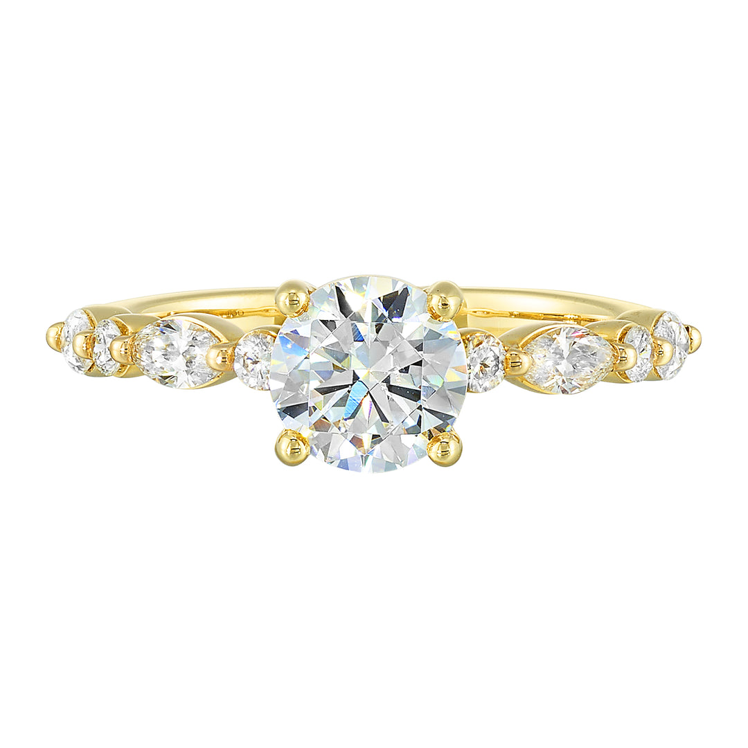 14Kt Yellow Semi Mount 1/2Ctw For 1Ct Round Center