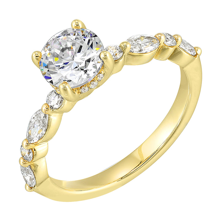 14Kt Yellow Semi Mount 1/2Ctw For 1Ct Round Center
