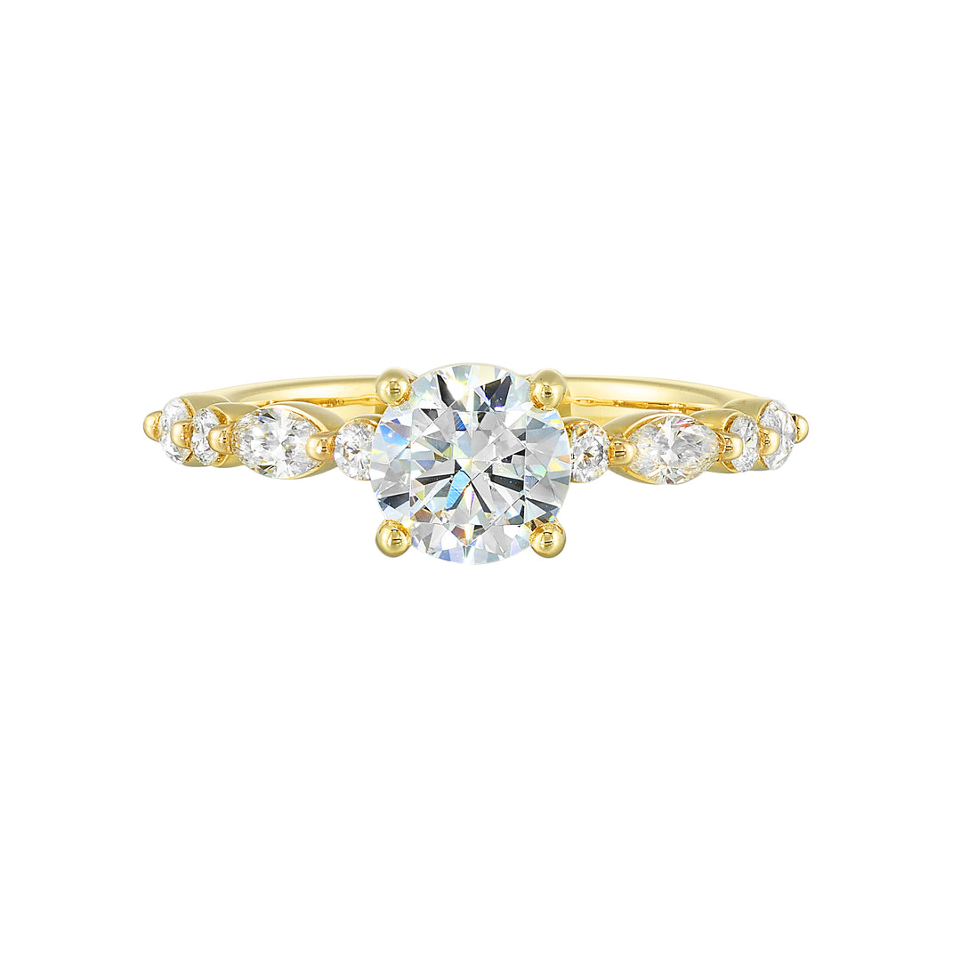 14Kt Yellow Semi Mount 1/2Ctw For 1Ct Round Center