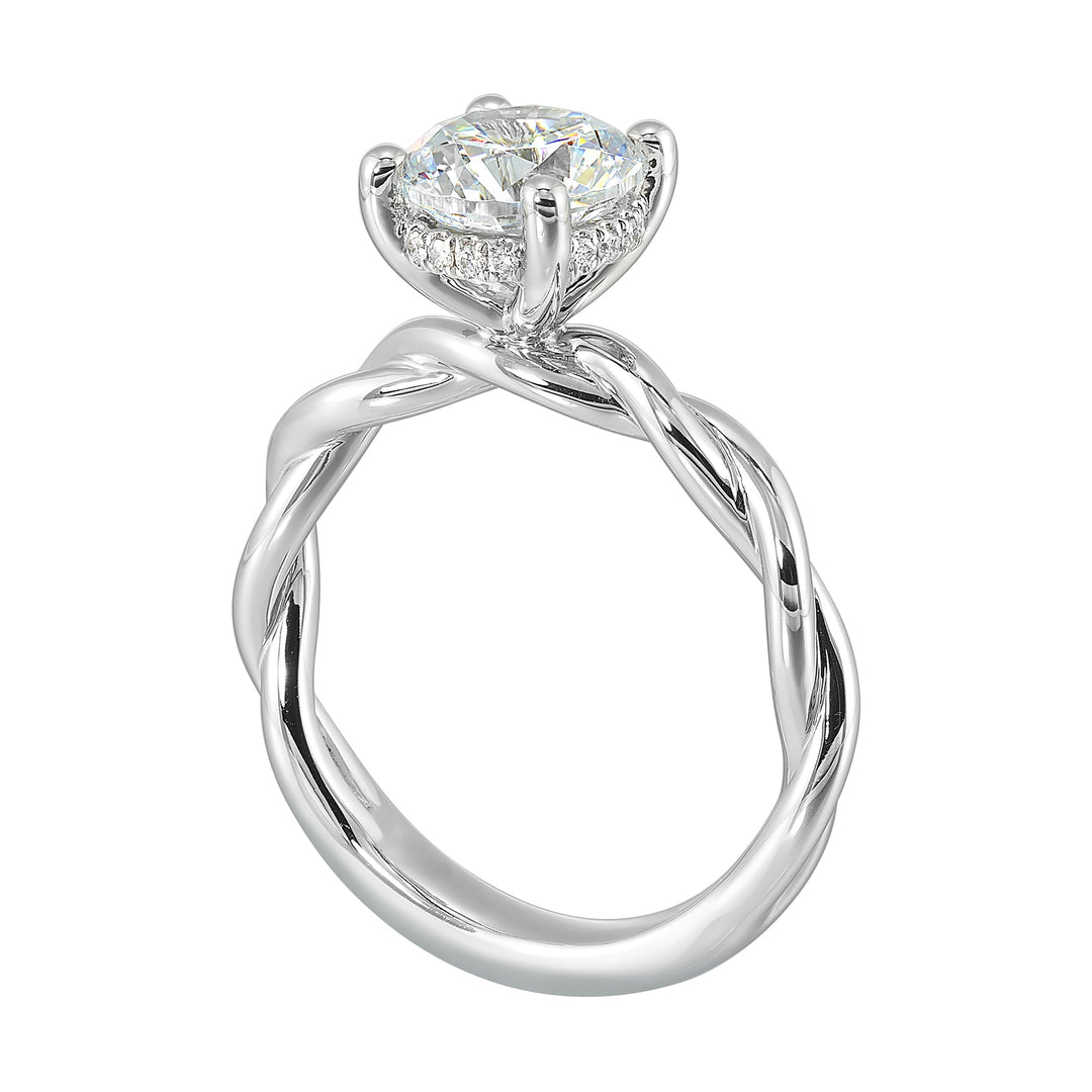 14Kt White Semi Mount 1/20Ctw For 1 1/2Ctw Round Center