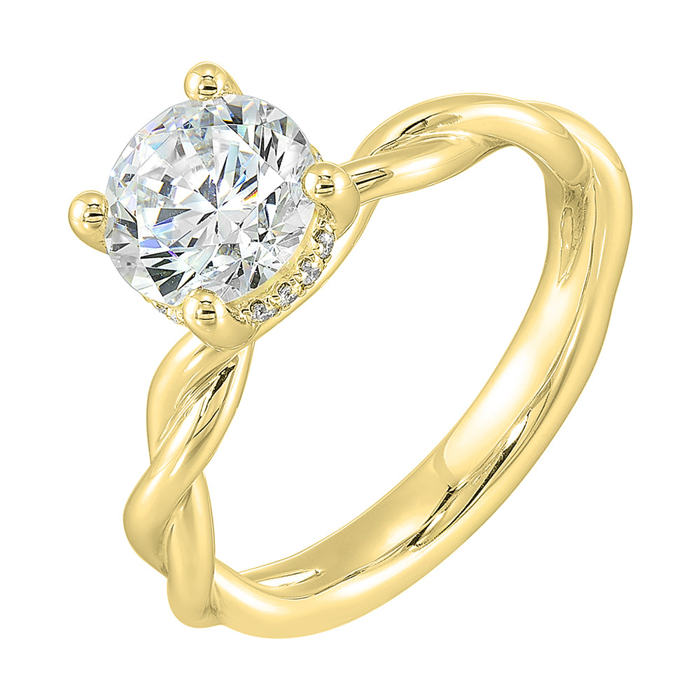 14Kt Yellow Semi Mount 1/20Ctw For 1 1/2Ctw Round Center