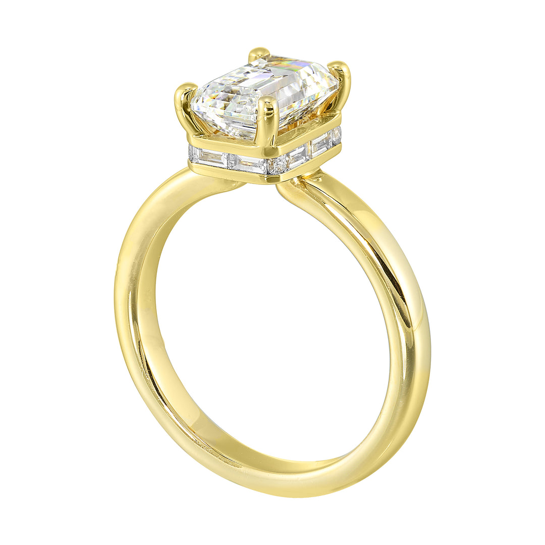 14Kt Yellow Semi Mount 1/4Ctw For 2Ctw Emerald Cut Center