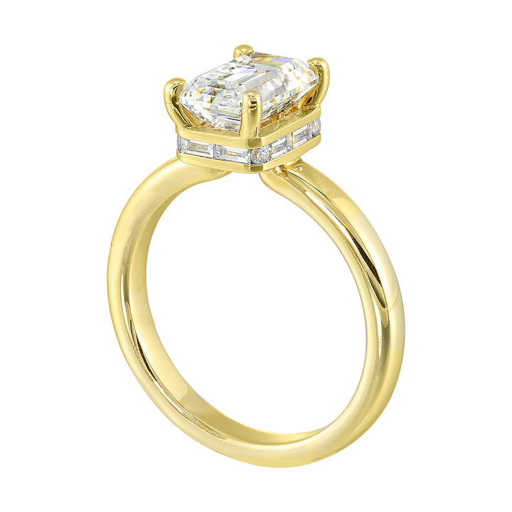 14Kt Yellow Semi Mount 1/4Ctw For 2Ctw Emerald Cut Center